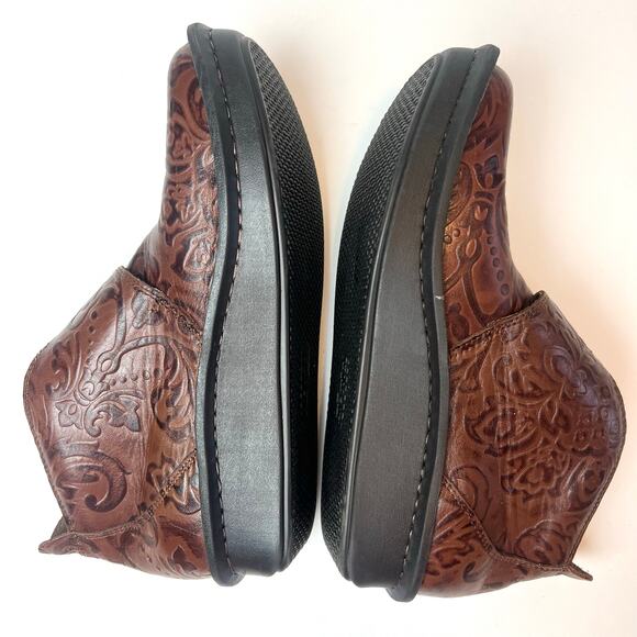 Alegria Caiti Loretta Stamped Brown Leather Booties Ankle Boots Sz 9 - Picture 7 of 12